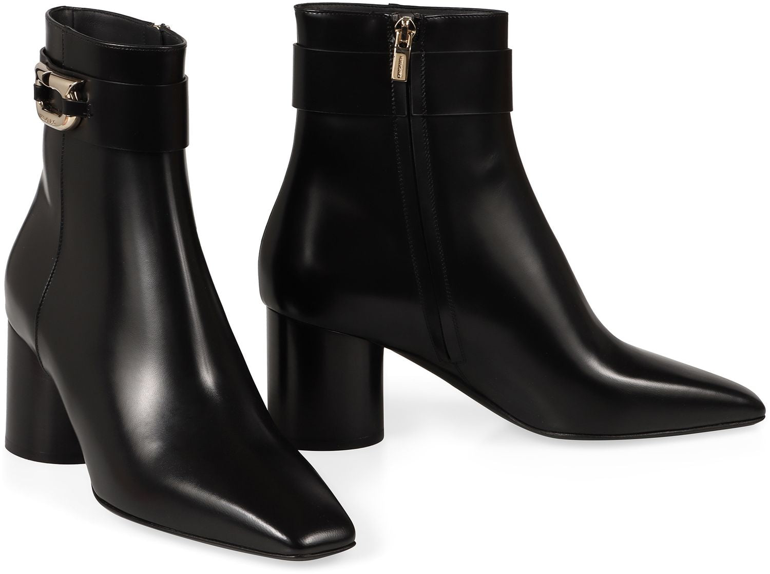 Ferragamo Lamb Leather Ankle Boots with Cylindrical Heel