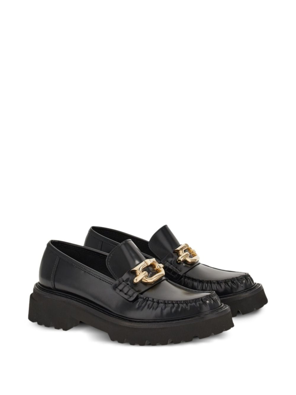 Ferragamo Gancini Hook-Buckle Leather Loafers for Women