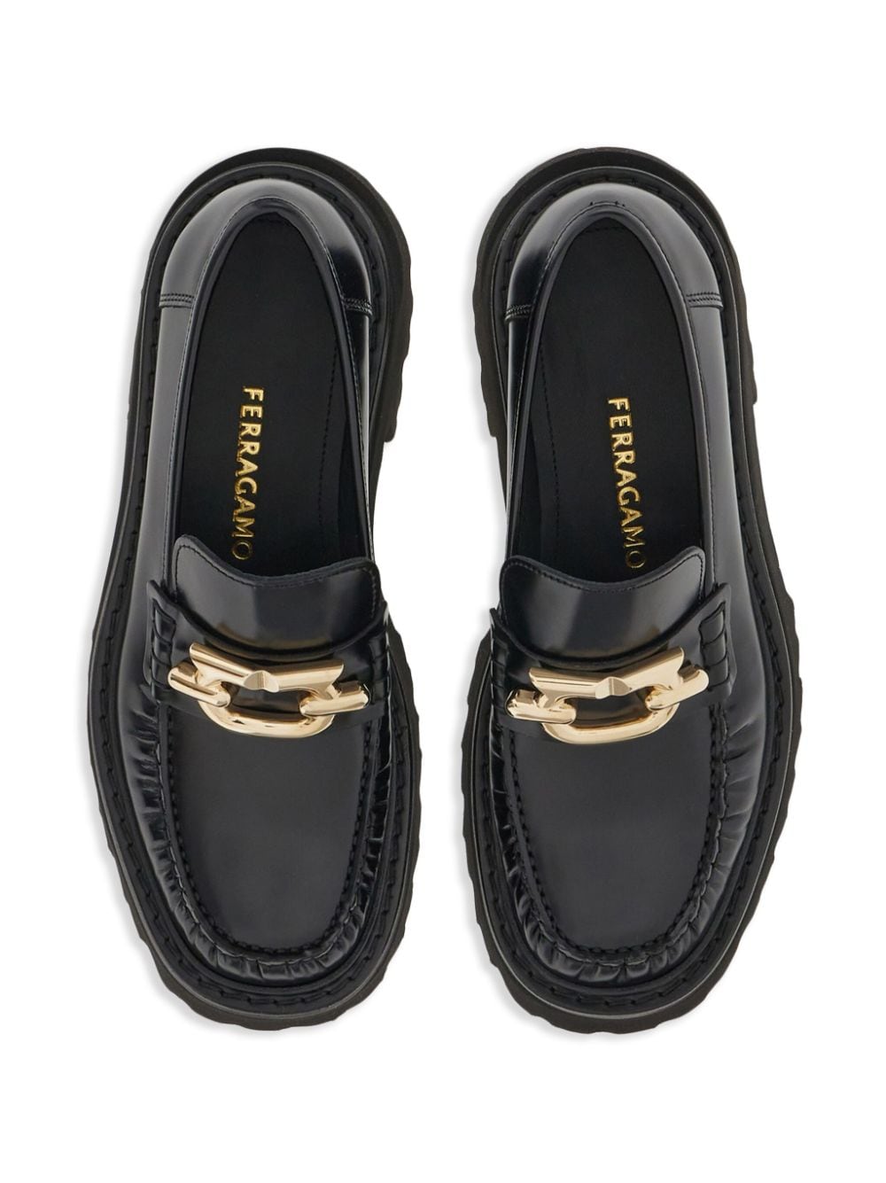 Ferragamo Gancini Hook-Buckle Leather Loafers for Women