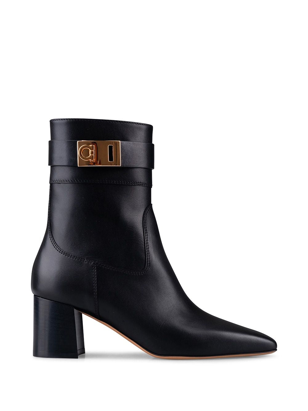 Ferragamo Gancini Hook Leather Ankle Boots - 6 cm Heel