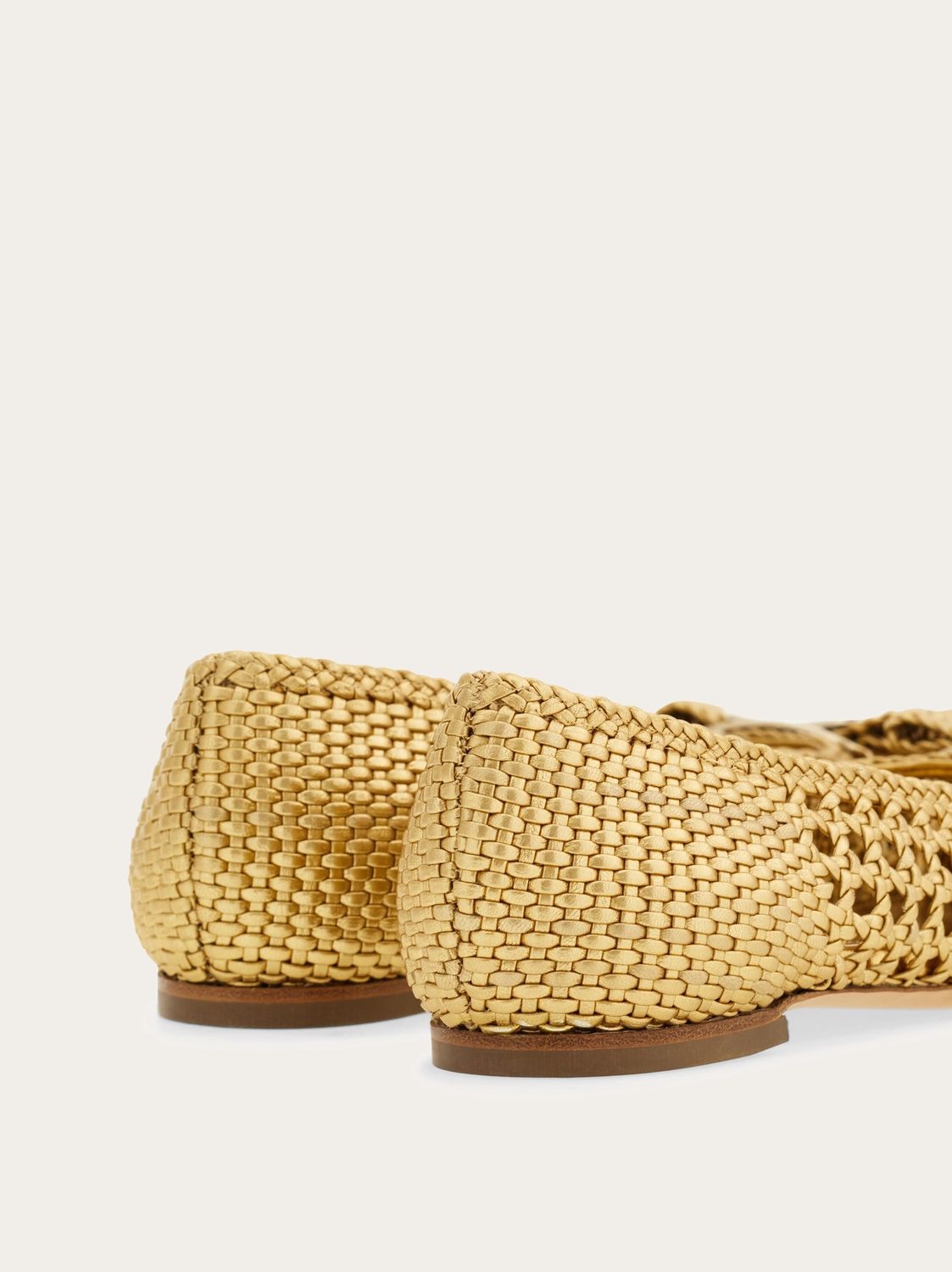 Ferragamo Golden Perforated Ballerinas for Women