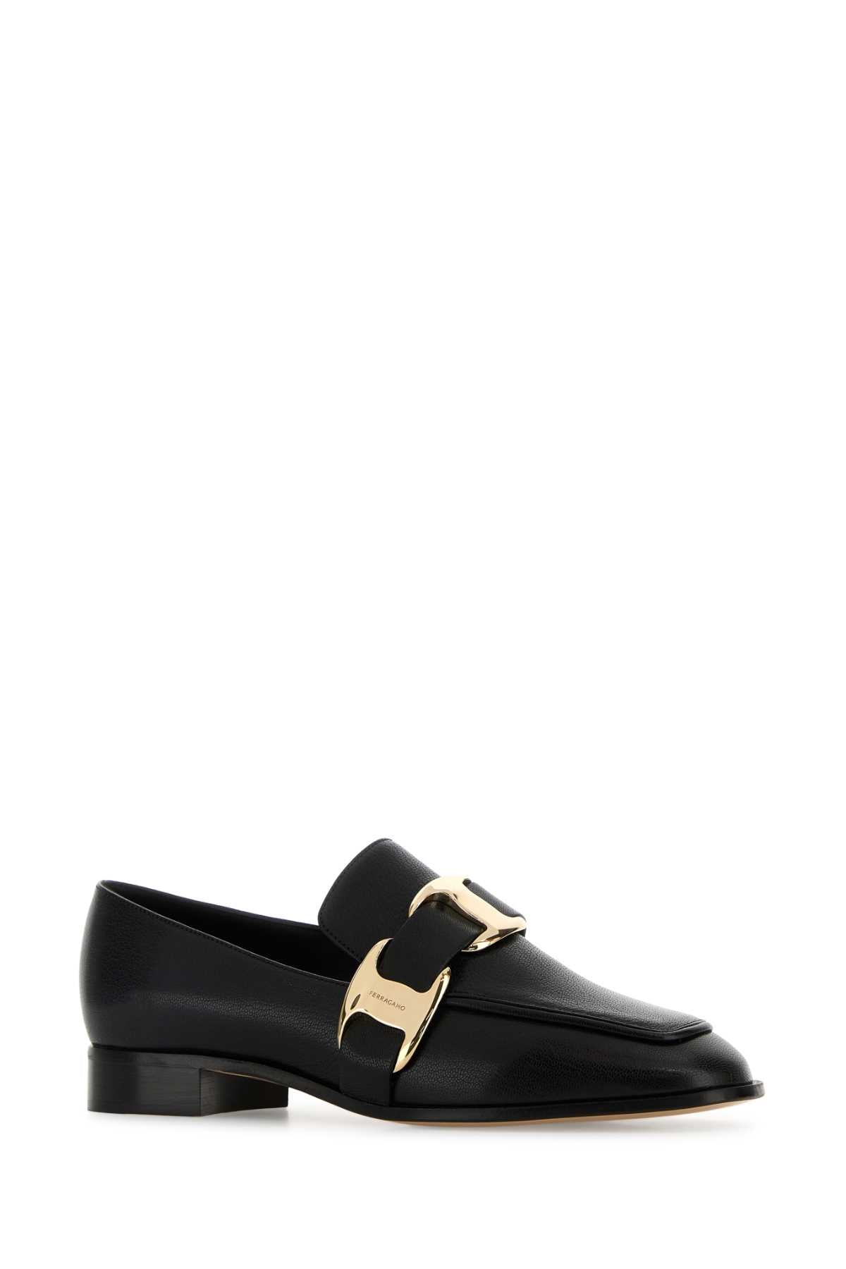 Ferragamo Women’s Leather Limania Loafers with Vara Chain Ornament