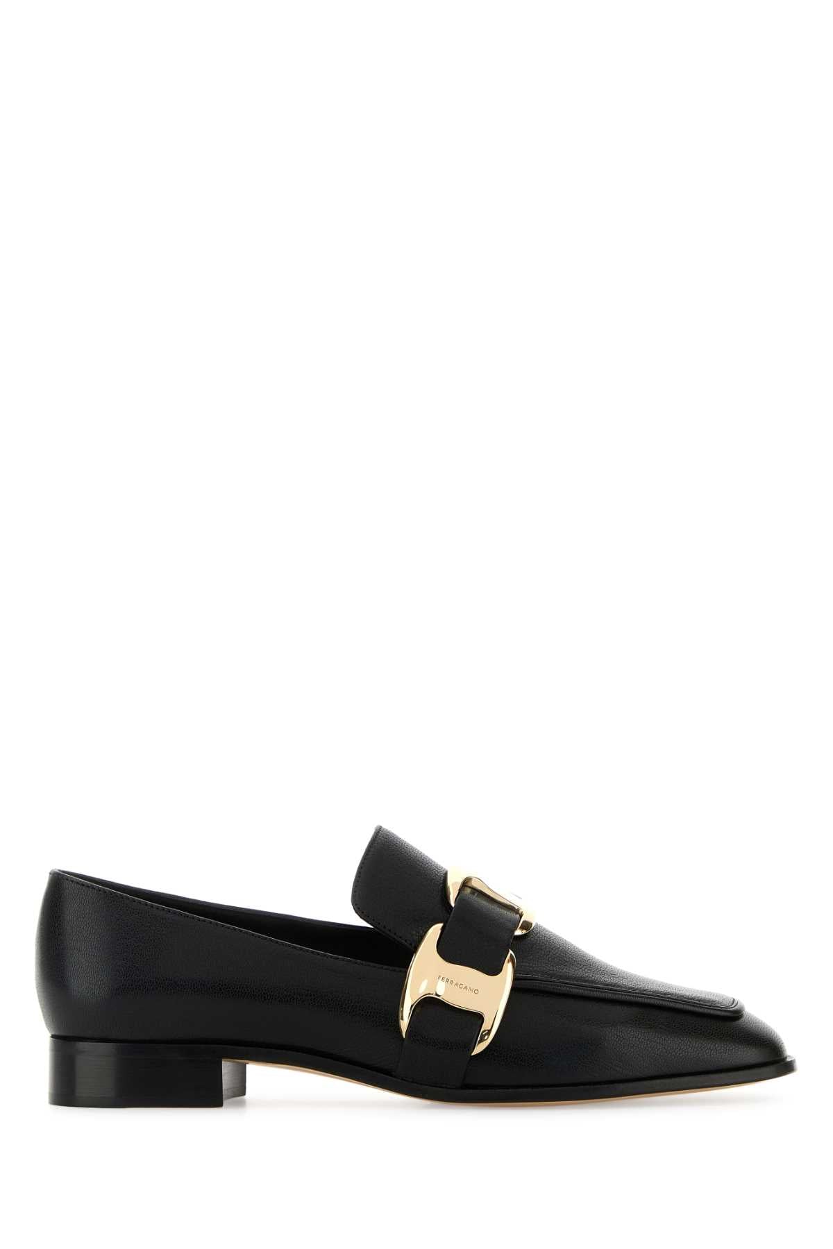 Ferragamo Women’s Leather Limania Loafers with Vara Chain Ornament