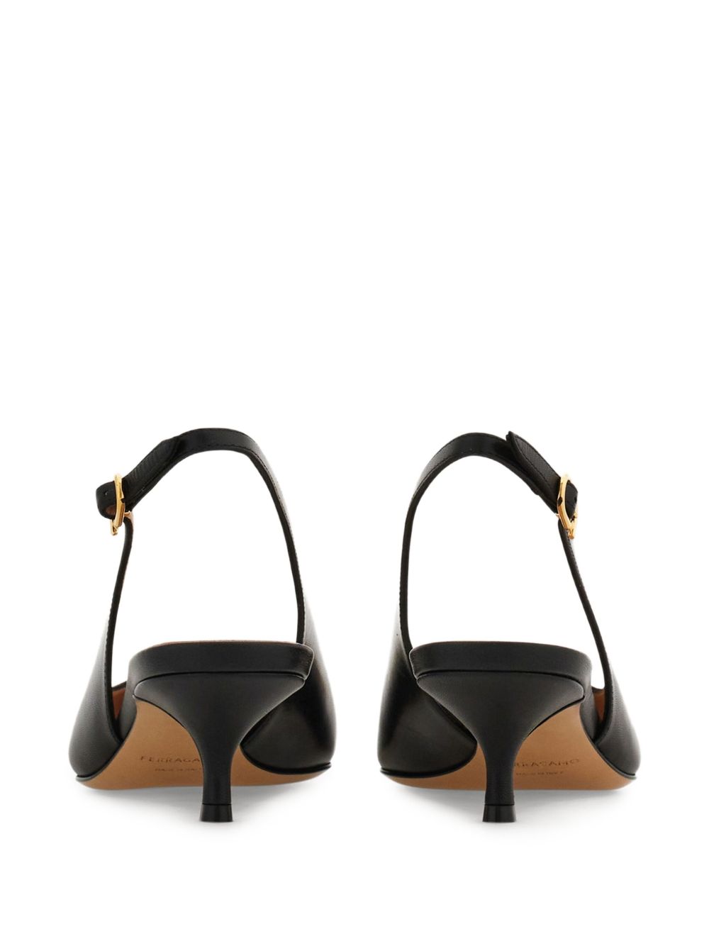 Ferragamo Leather Slingback Pumps with Adjustable Ankle Strap and Kitten Heel
