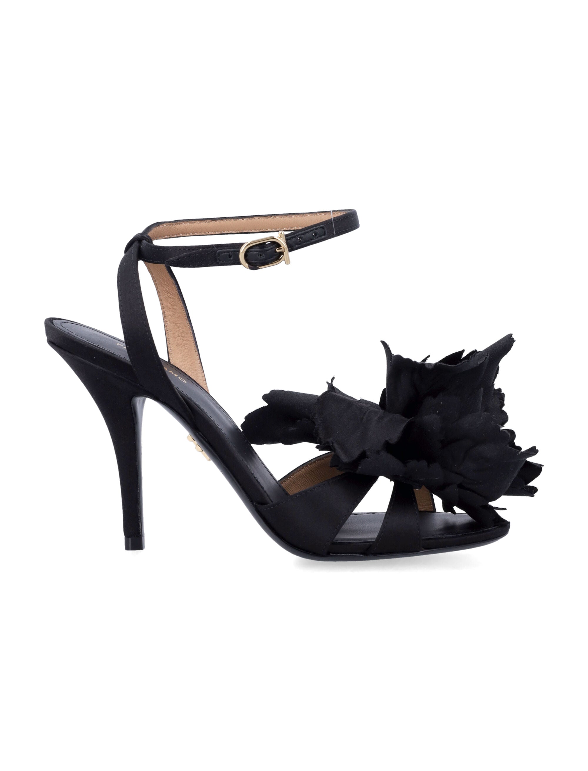 Ferragamo Satin Flower Sandal with Stiletto Heel - 9 cm