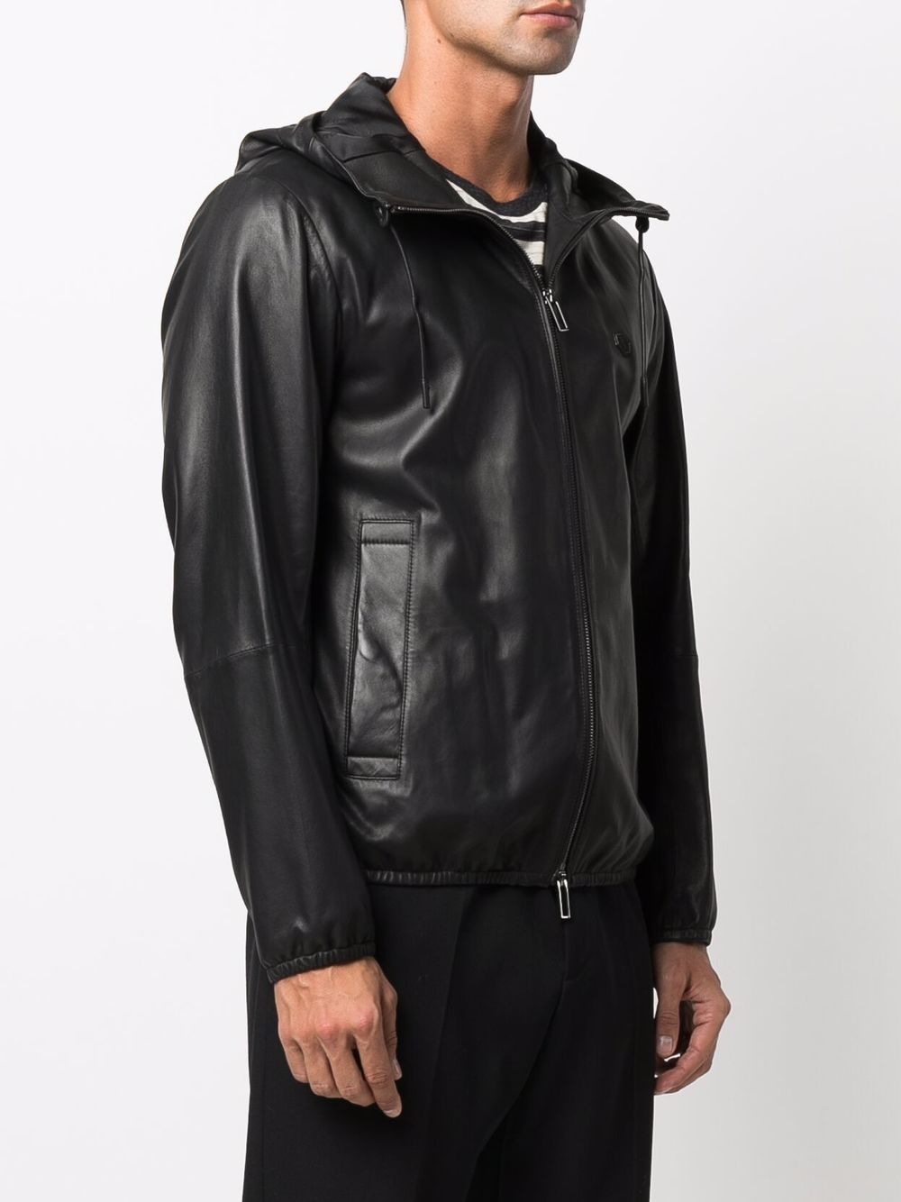 EMPORIO ARMANI Zipped Leather Jacket - Men's Outerwear
