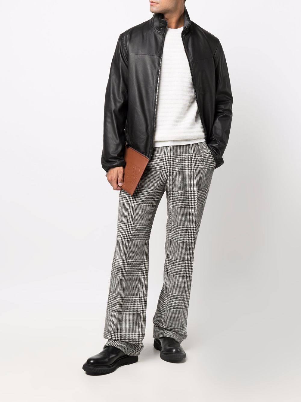 EMPORIO ARMANI Men's Leather Zipped Jacket - FW25 Collection