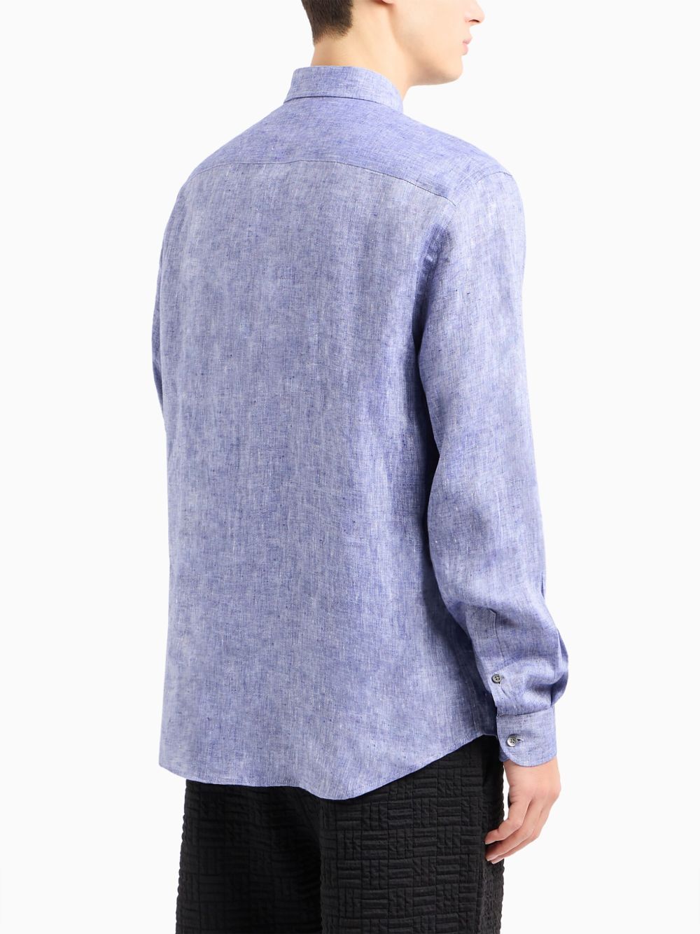 EMPORIO ARMANI Linen Shirt with Straight-Point Collar - SS25