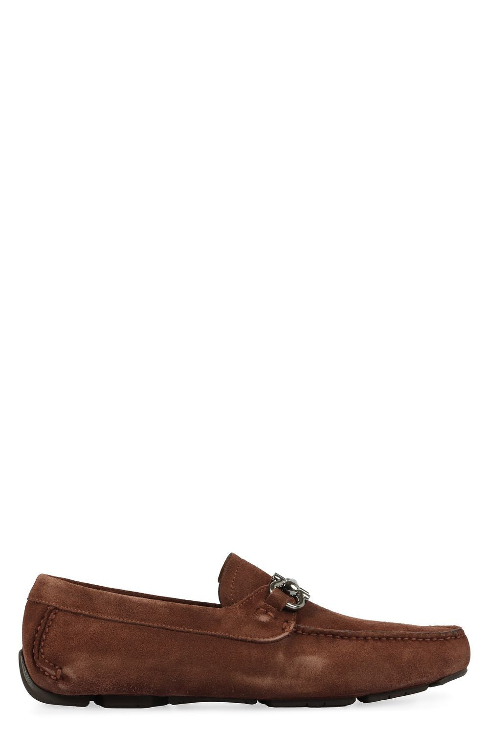 Ferragamo Suede Loafers with Gancini Hook Detail