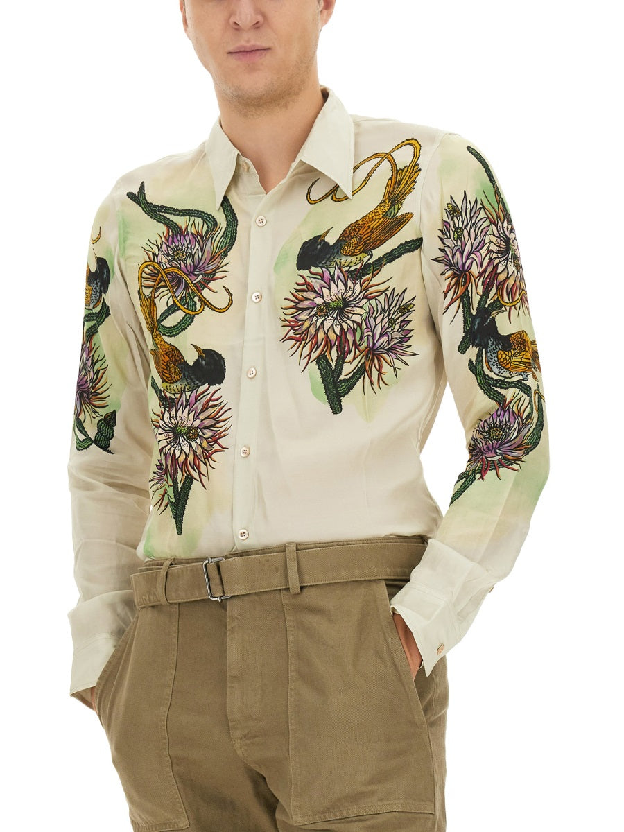 DRIES VAN NOTEN Slim Fit Printed Shirt - Size 50