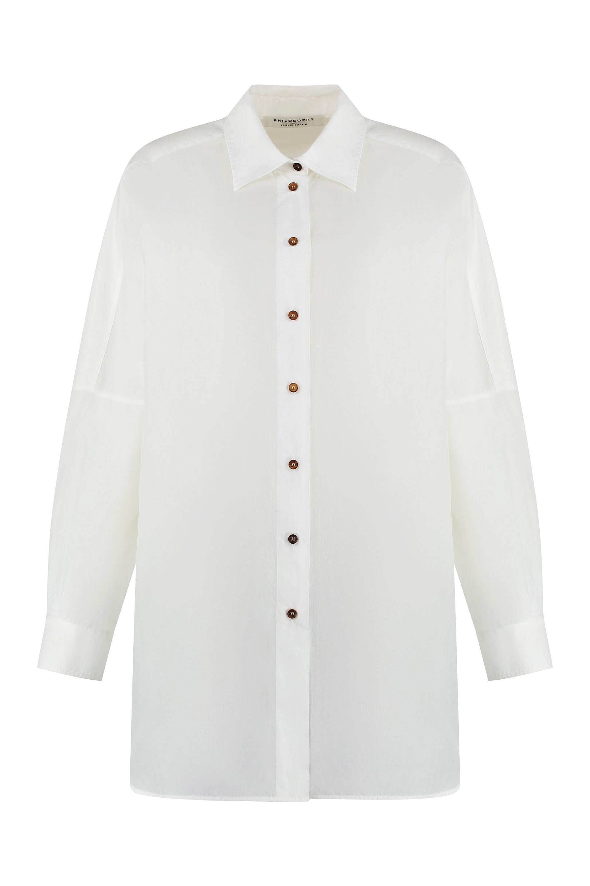 PHILOSOPHY DI LORENZO SERAFINI Elegant Cotton Blend Shirt with Rounded Hem for Women