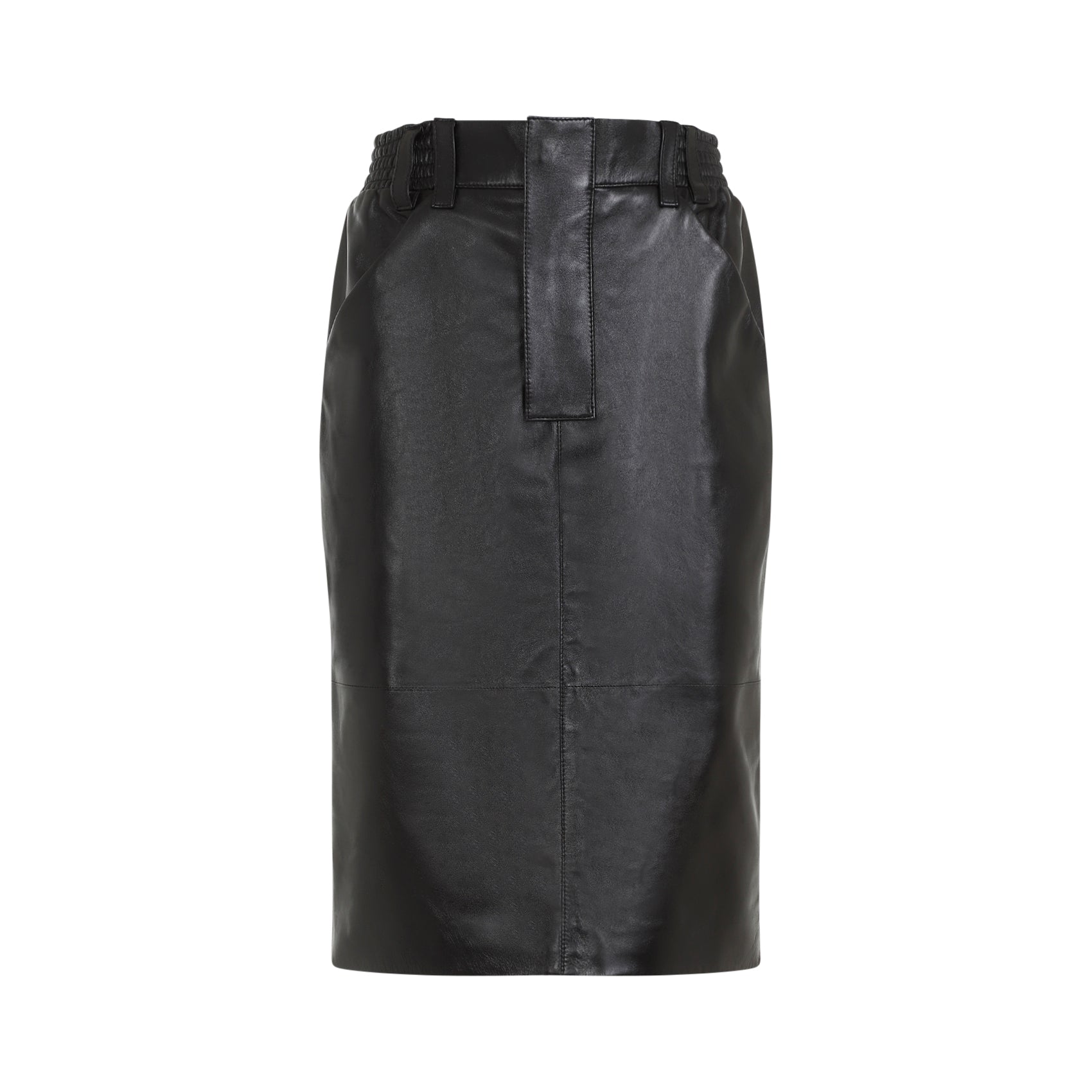 SAINT LAURENT Chic Lamb Leather Midi Skirt