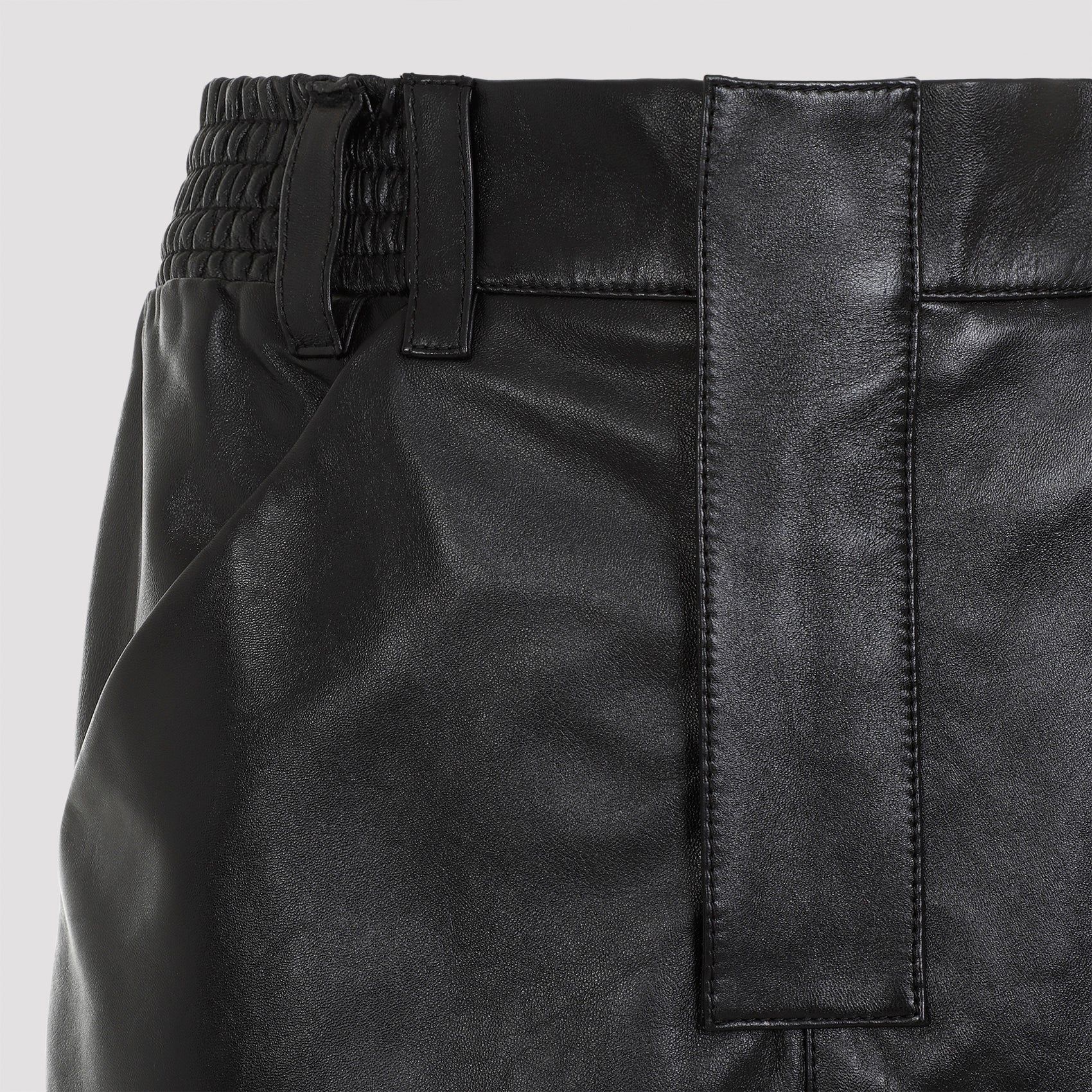 SAINT LAURENT Chic Lamb Leather Midi Skirt
