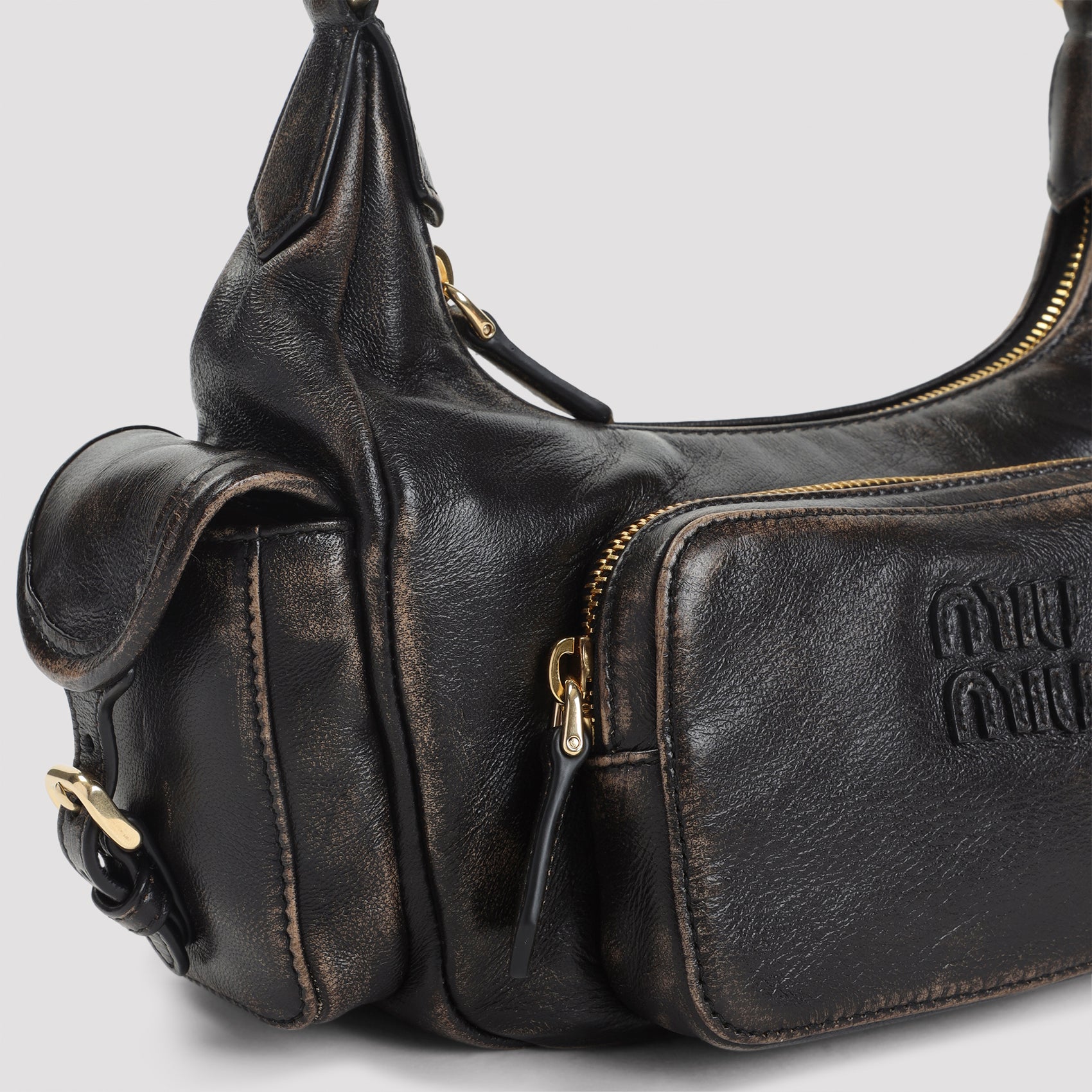 MIU MIU Men's Mini Leather Shoulder Bag - 29cm x 12cm x 9cm