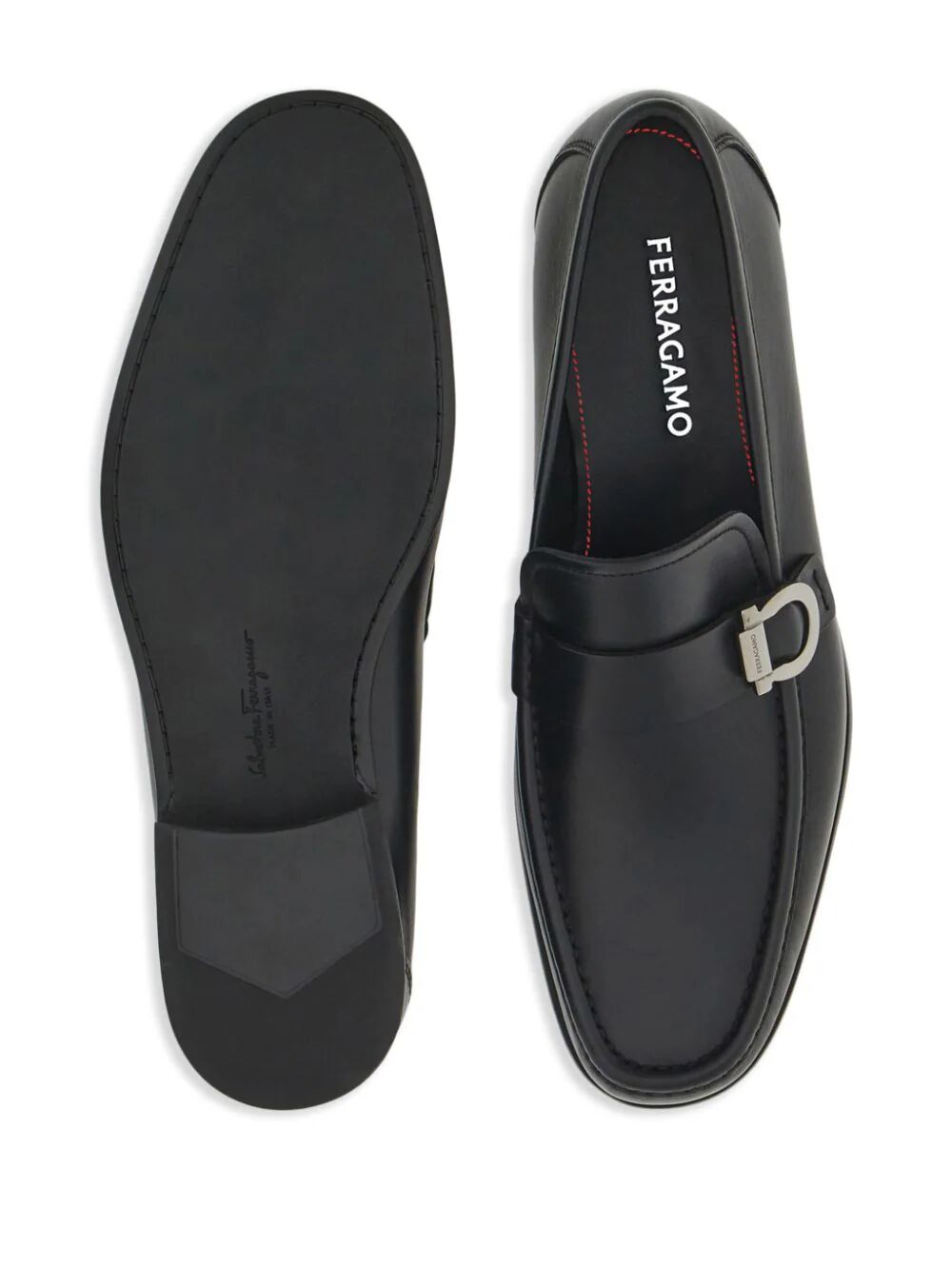 Ferragamo Gancini Hook Ornament Leather Loafers