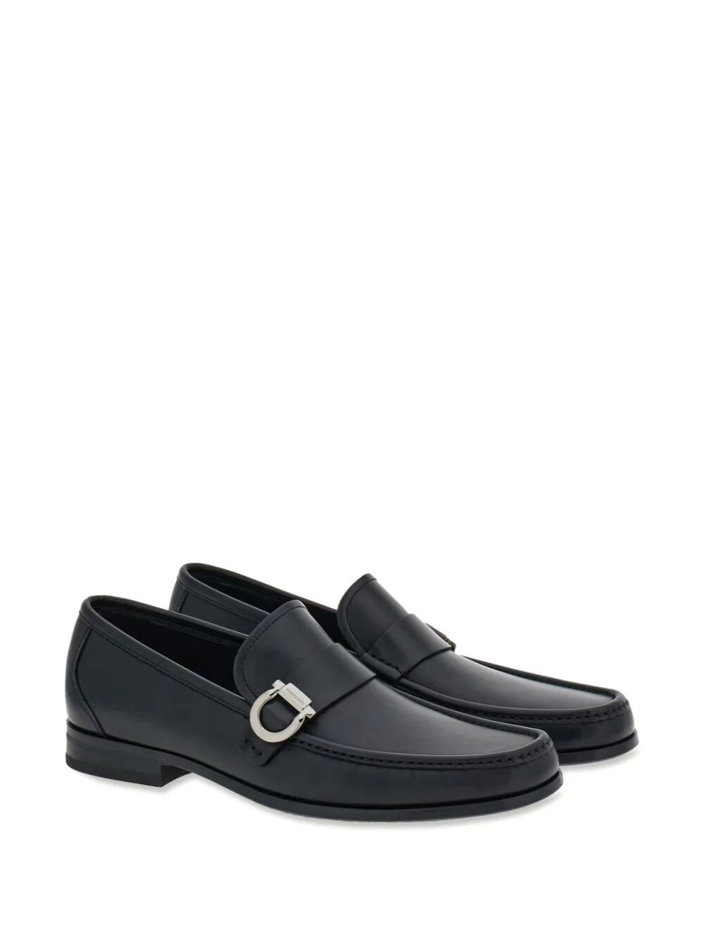 Ferragamo Gancini Hook Ornament Leather Loafers