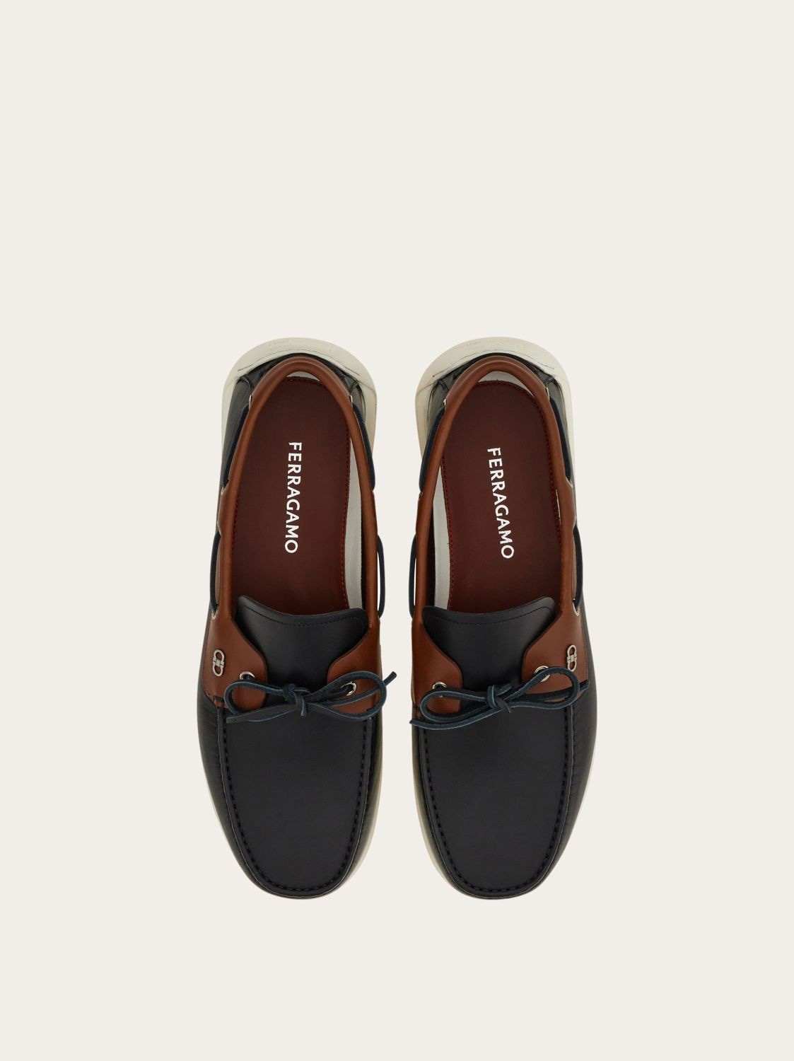 Ferragamo Men's Leather Moccasins with Bow Design