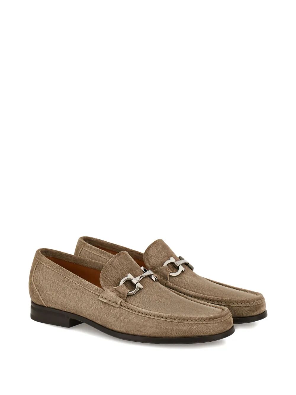 Ferragamo Grandioso Suede Loafers with Gancini Hook Buckle