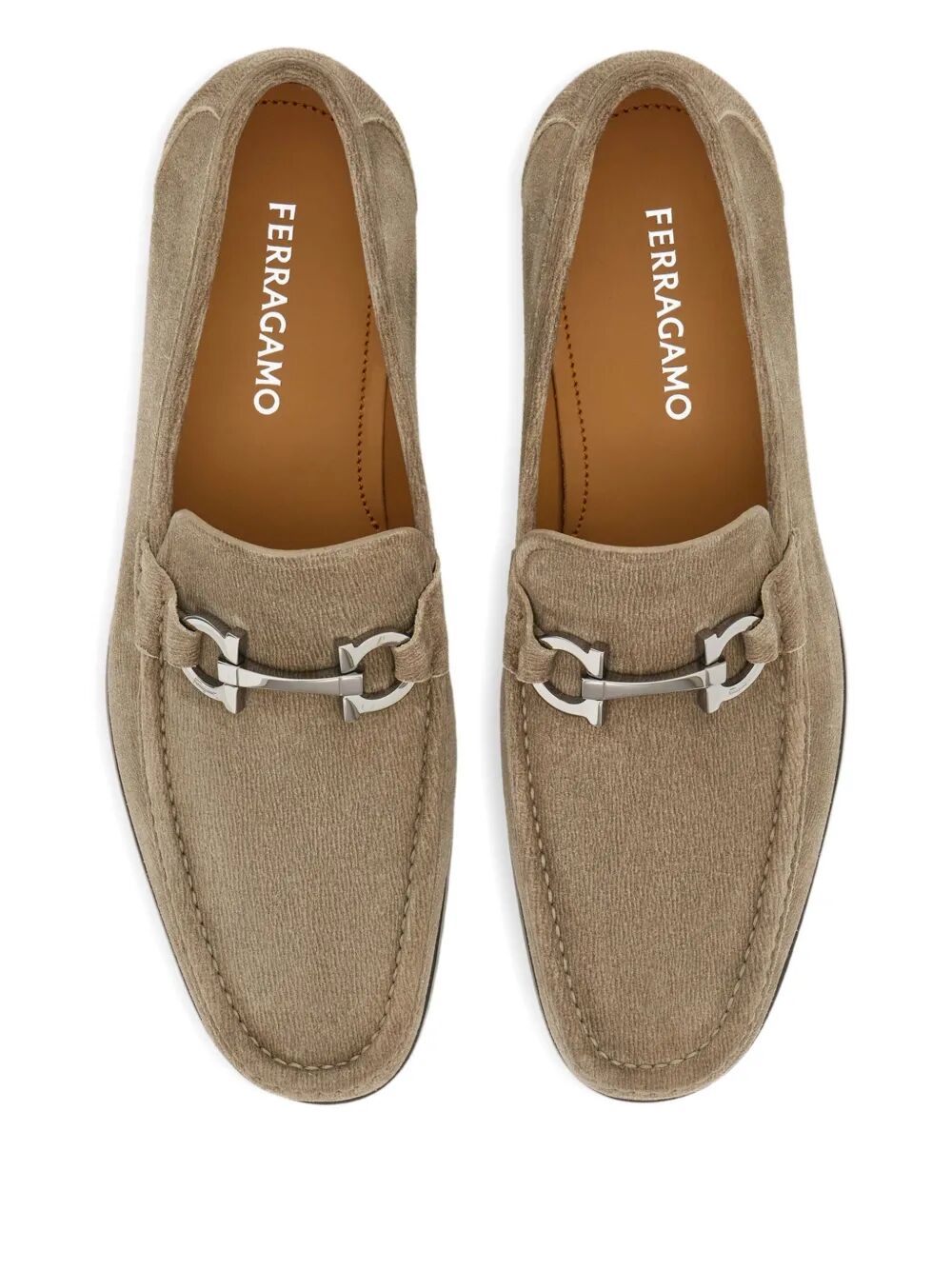Ferragamo Grandioso Suede Loafers with Gancini Hook Buckle