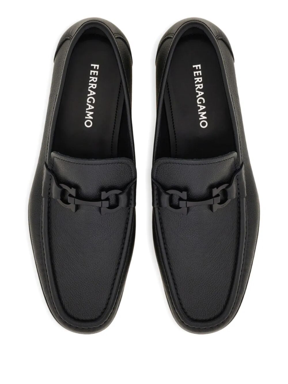Ferragamo Grandioso2 Leather Loafers with Gancini Hook Buckle