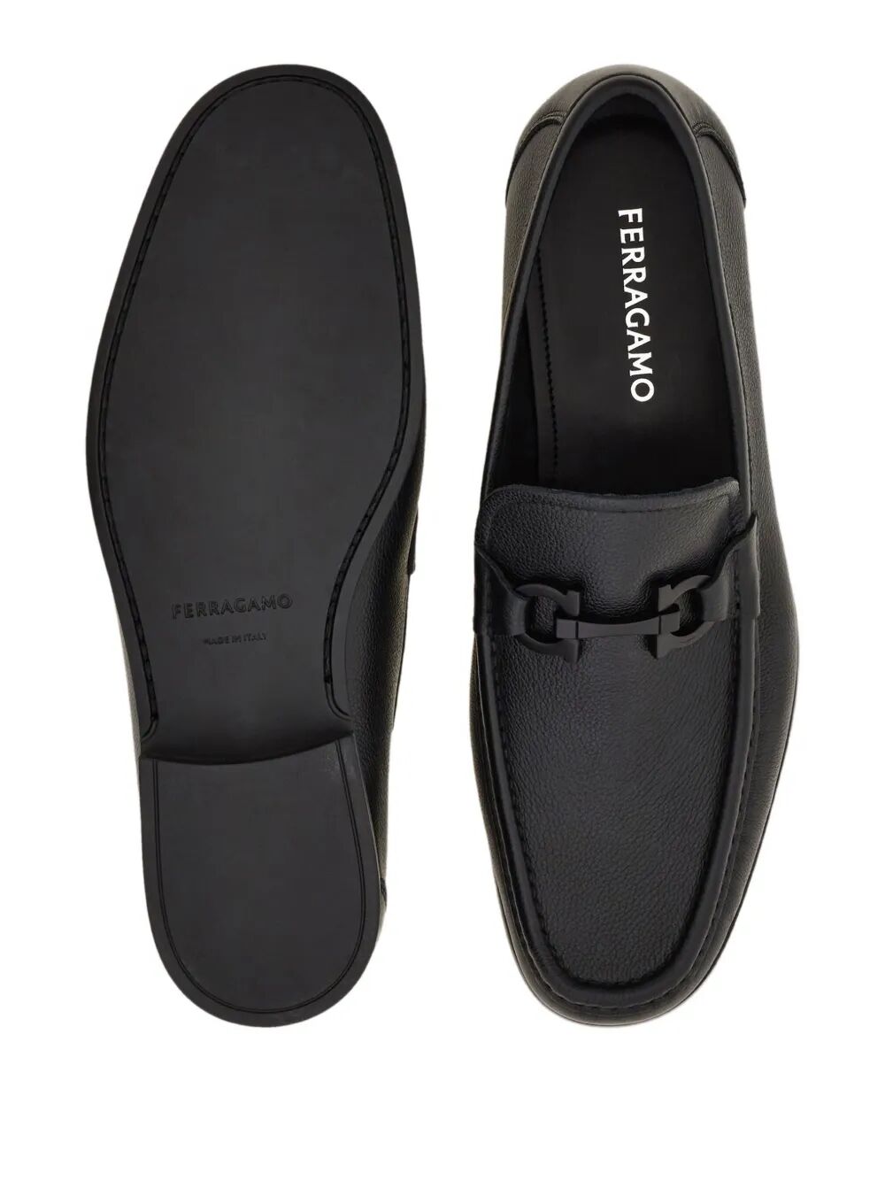 Ferragamo Grandioso2 Leather Loafers with Gancini Hook Buckle