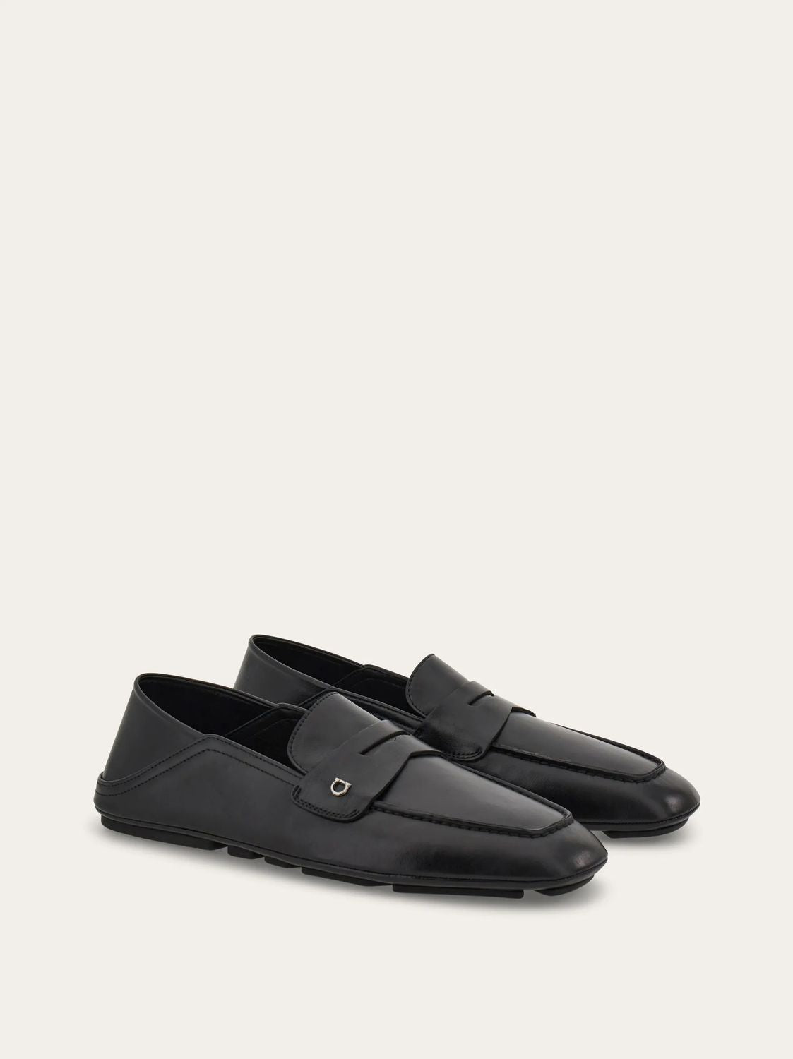 Ferragamo Men's Moccasin with Fur Adornment and Gancini Hook