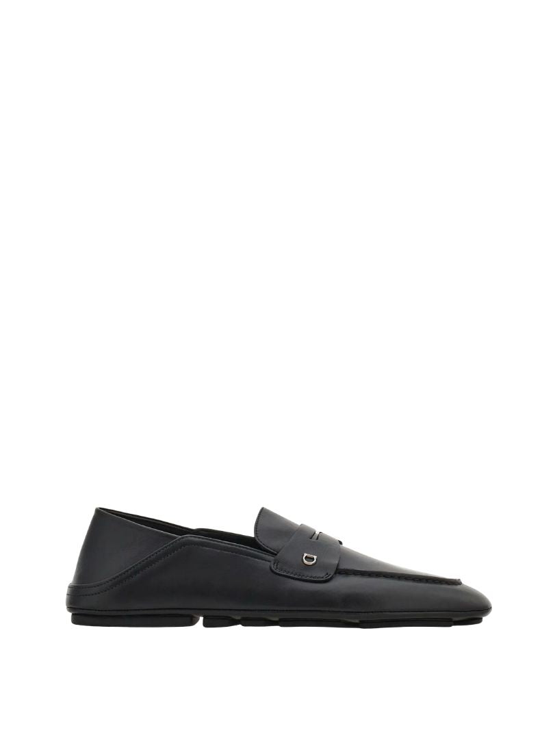 Ferragamo Men's Moccasin with Fur Adornment and Gancini Hook