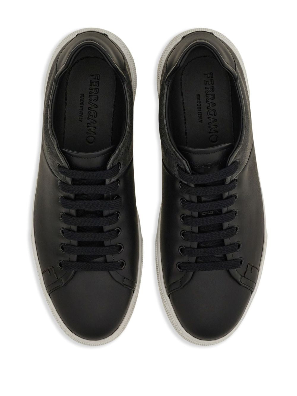 Ferragamo Leather and Jacquard Fabric Monogram Clayton Sneaker