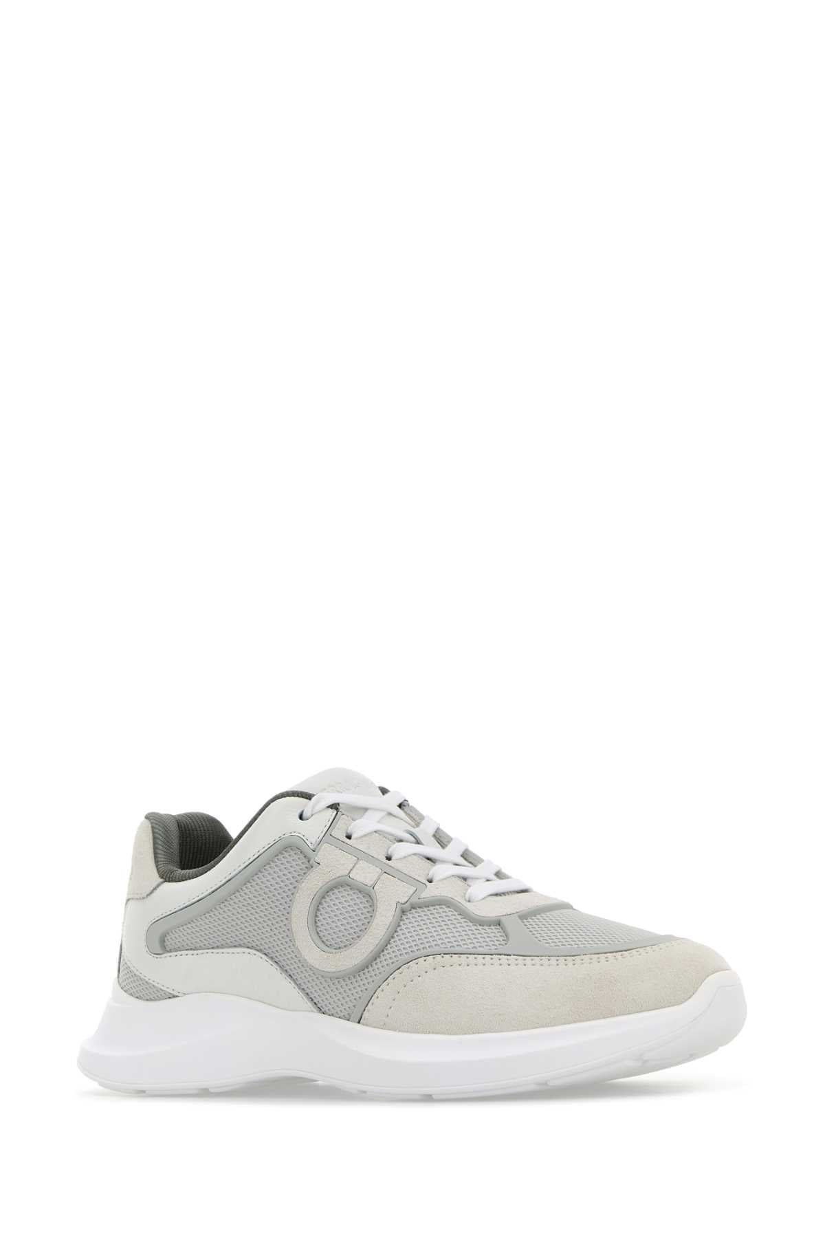 Ferragamo Men's Leather and Mesh Bay Man Sneaker