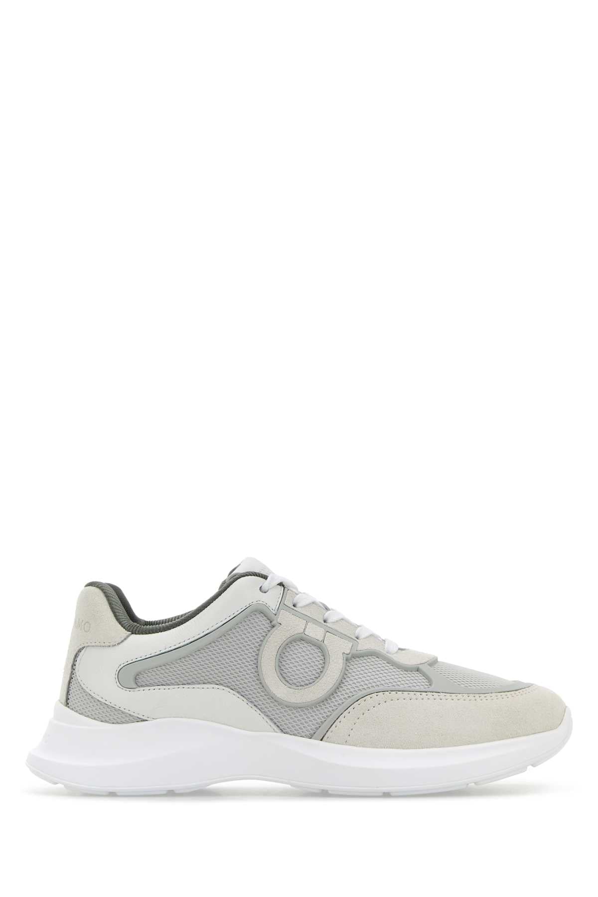 Ferragamo Men's Leather and Mesh Bay Man Sneaker