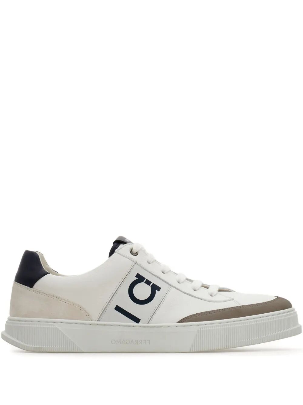 Ferragamo Alaska Leather and Suede Sneaker with Gancini Hook Detail