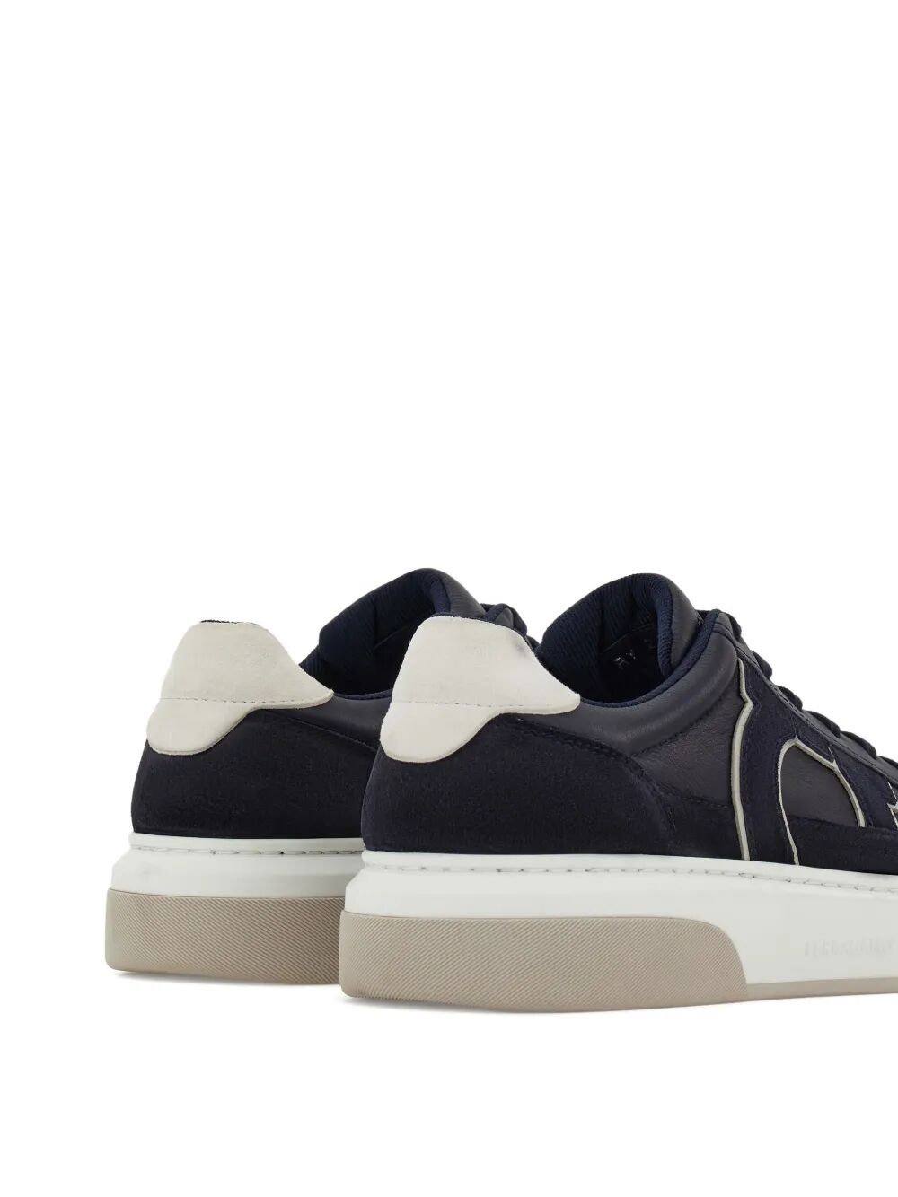 Ferragamo Leather Sneaker with Suede Details for Men