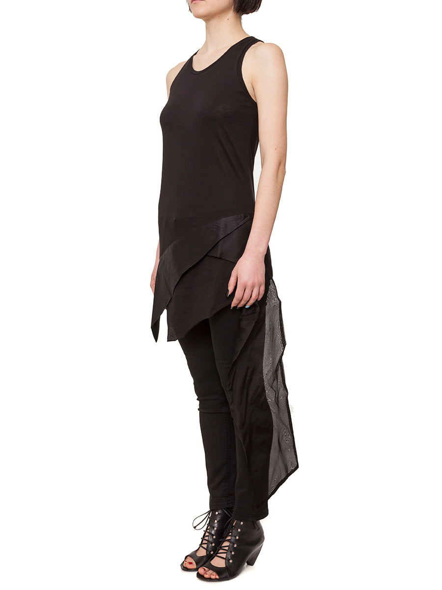 JESSICA TROSMAN Asymmetrical Cotton and Silk Tank Top