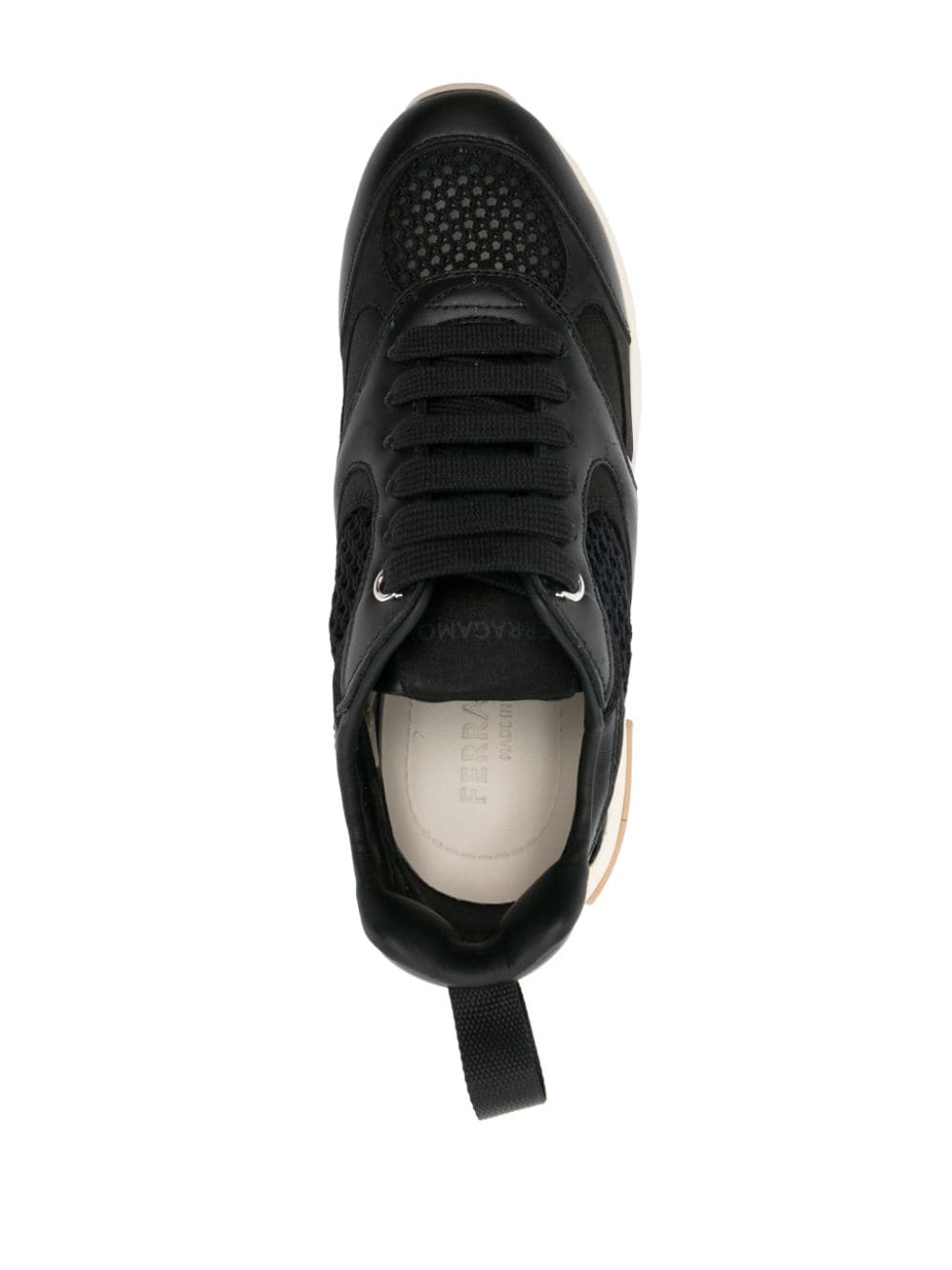 Ferragamo Almond-Toe Chunky Sole Panelled Sneakers