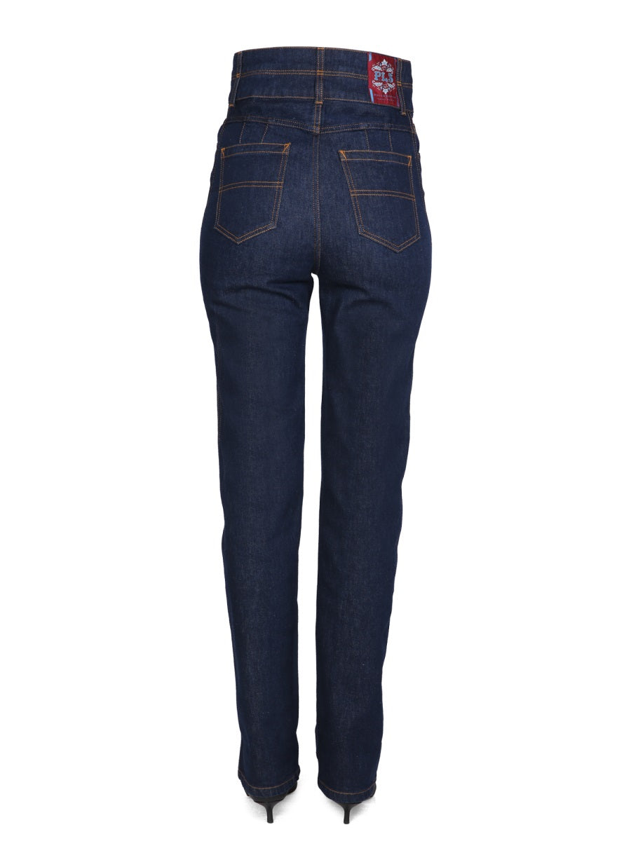 PHILOSOPHY DI LORENZO SERAFINI Comfort Denim Jeans with Two-Strap Detail - Medium