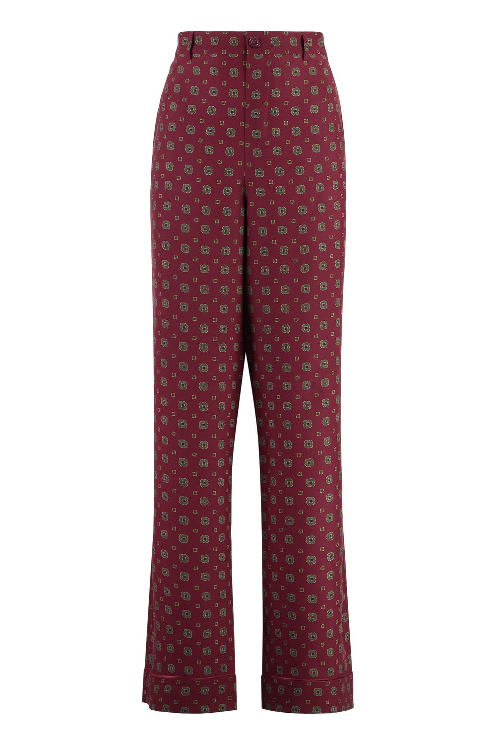 MOSCHINO COUTURE Printed Silk Pants with Elasticated Back Insert