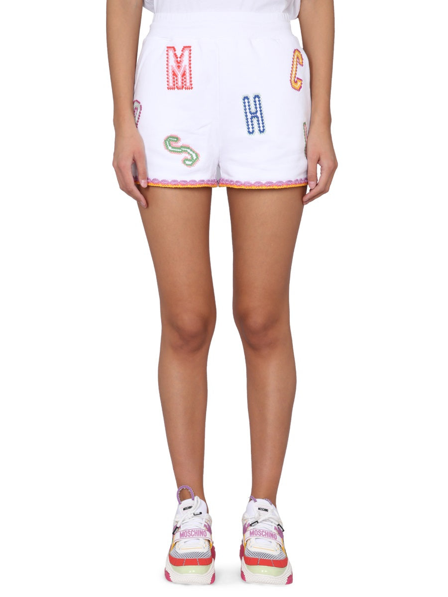 MOSCHINO COUTURE Logo Embroidered Bermuda Shorts