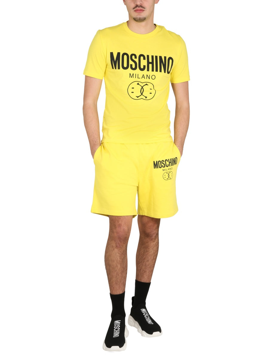 MOSCHINO COUTURE Men's Logo Bermuda Shorts with Elastic Waistband