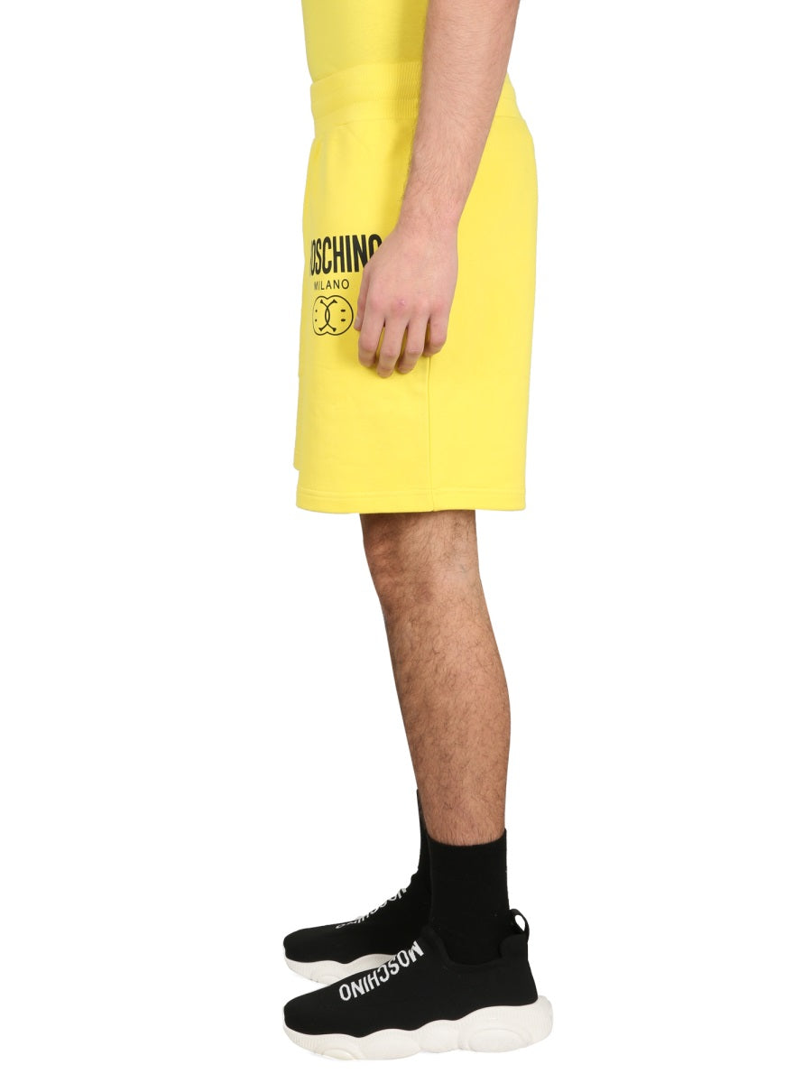 MOSCHINO COUTURE Men's Logo Bermuda Shorts with Elastic Waistband