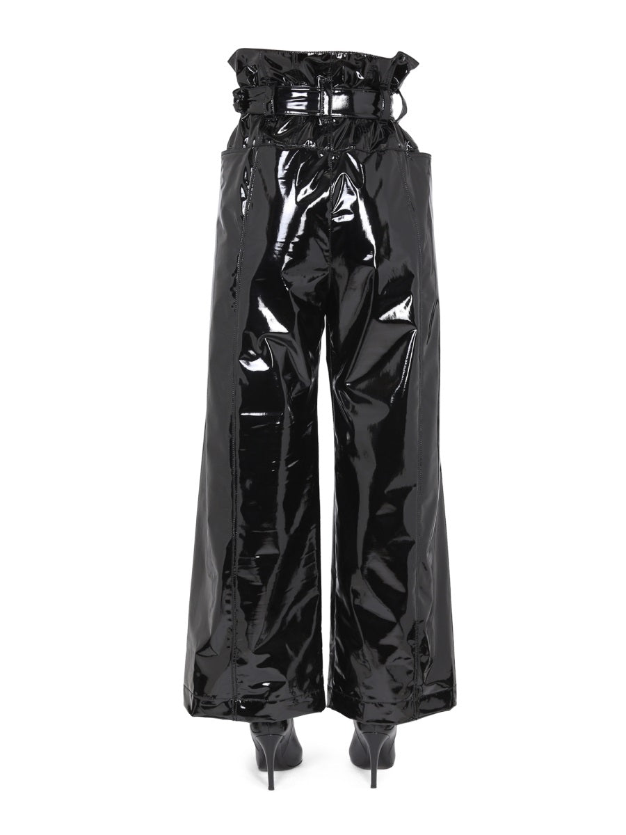 PHILOSOPHY DI LORENZO SERAFINI Vinyl Pants with Button and Belt Closure