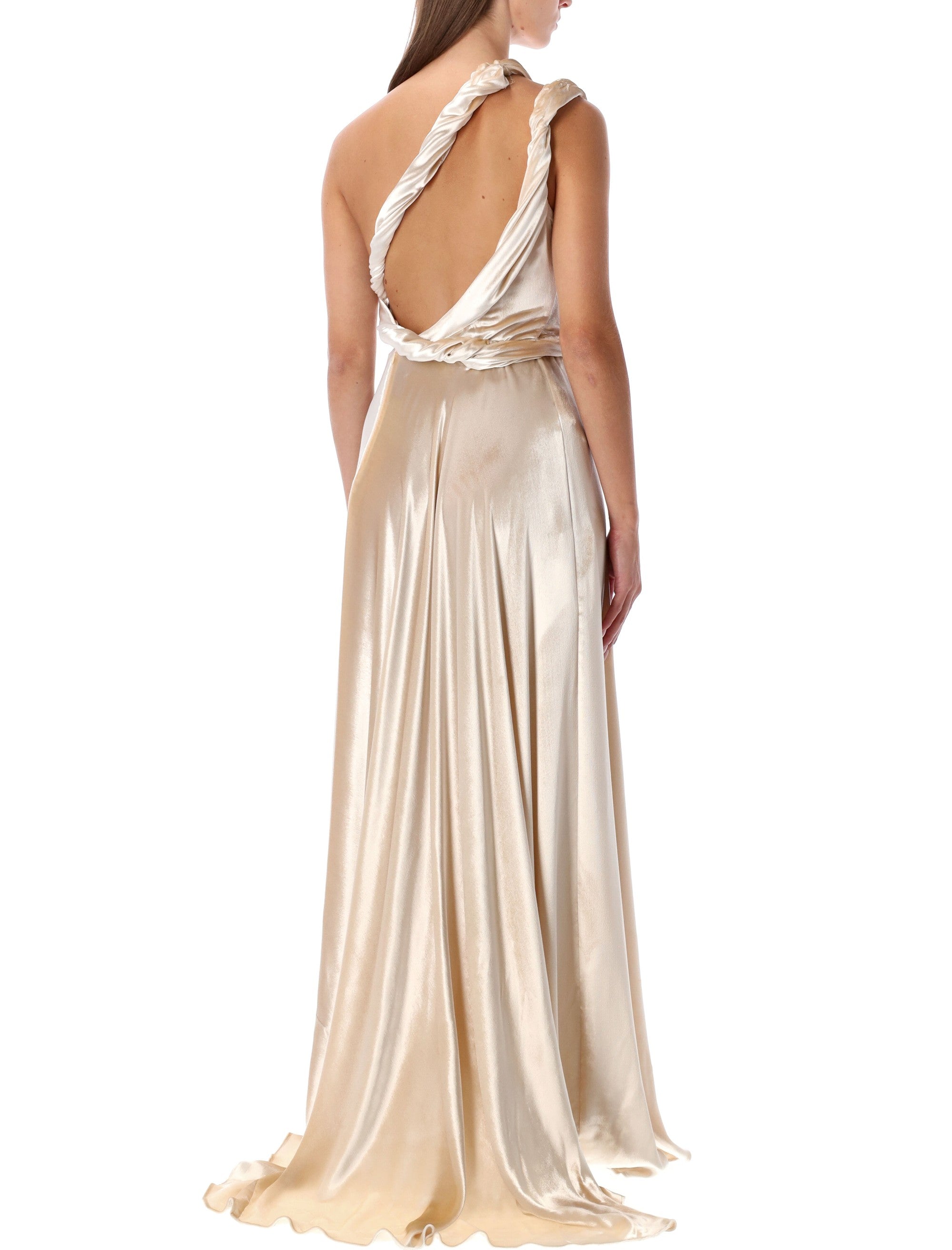 ALBERTA FERRETI One-Shoulder Velvet Long Dress Size 40