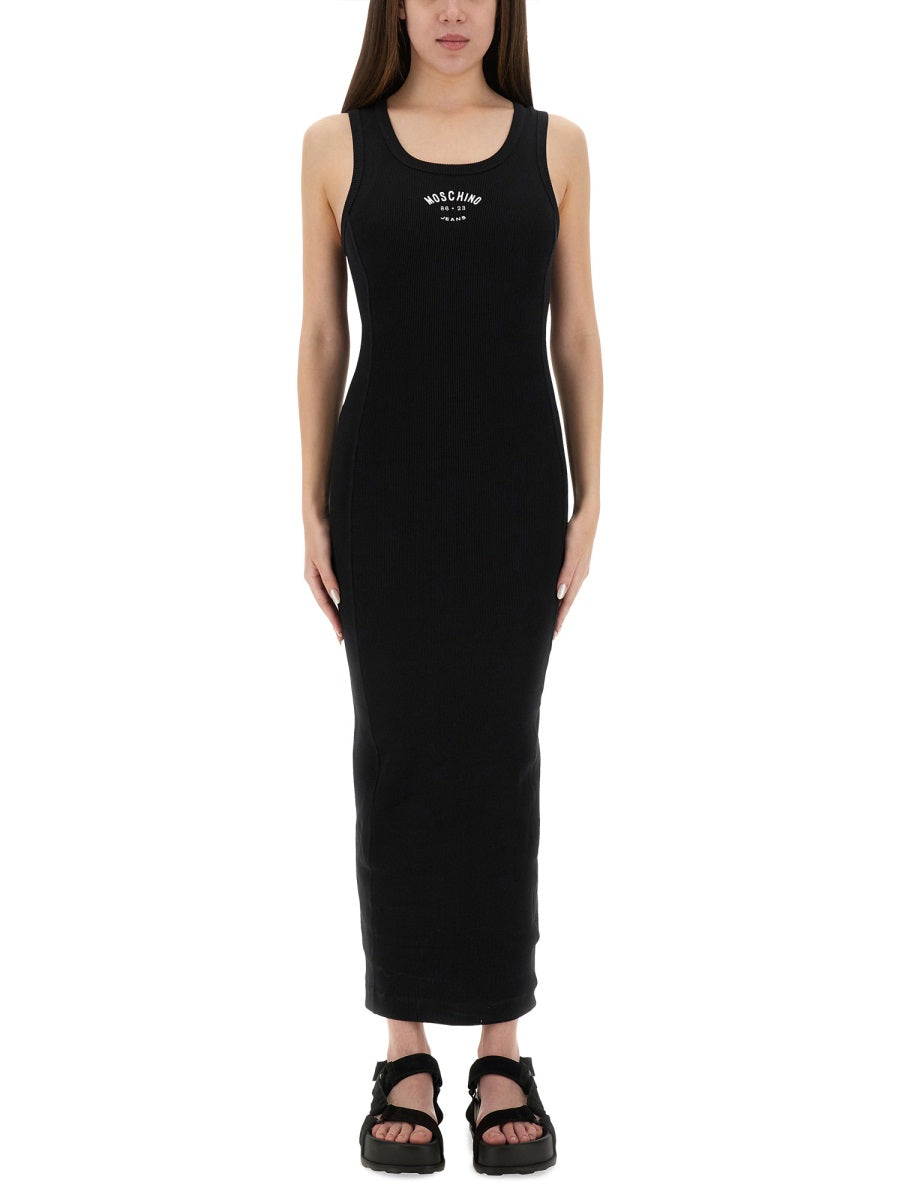 MOSCHINO JEANS Slim Fit Long Dress with Logo - Size S
