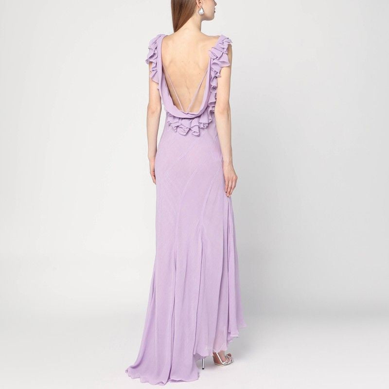 ALBERTA FERRETI Elegant Long Dress with Ruffle Details