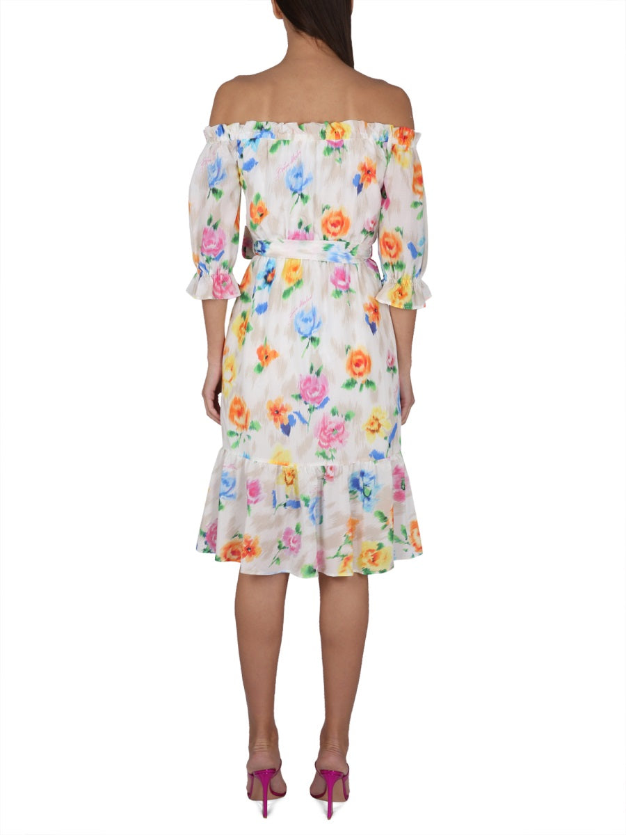 BOUTIQUE MOSCHINO Floral Pattern Balloon Sleeve Dress