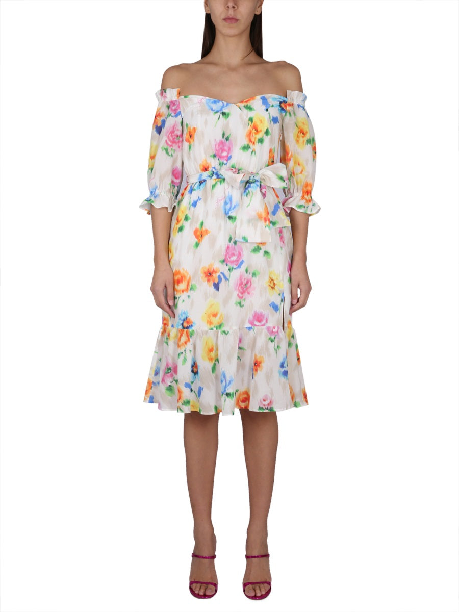 BOUTIQUE MOSCHINO Floral Pattern Balloon Sleeve Dress