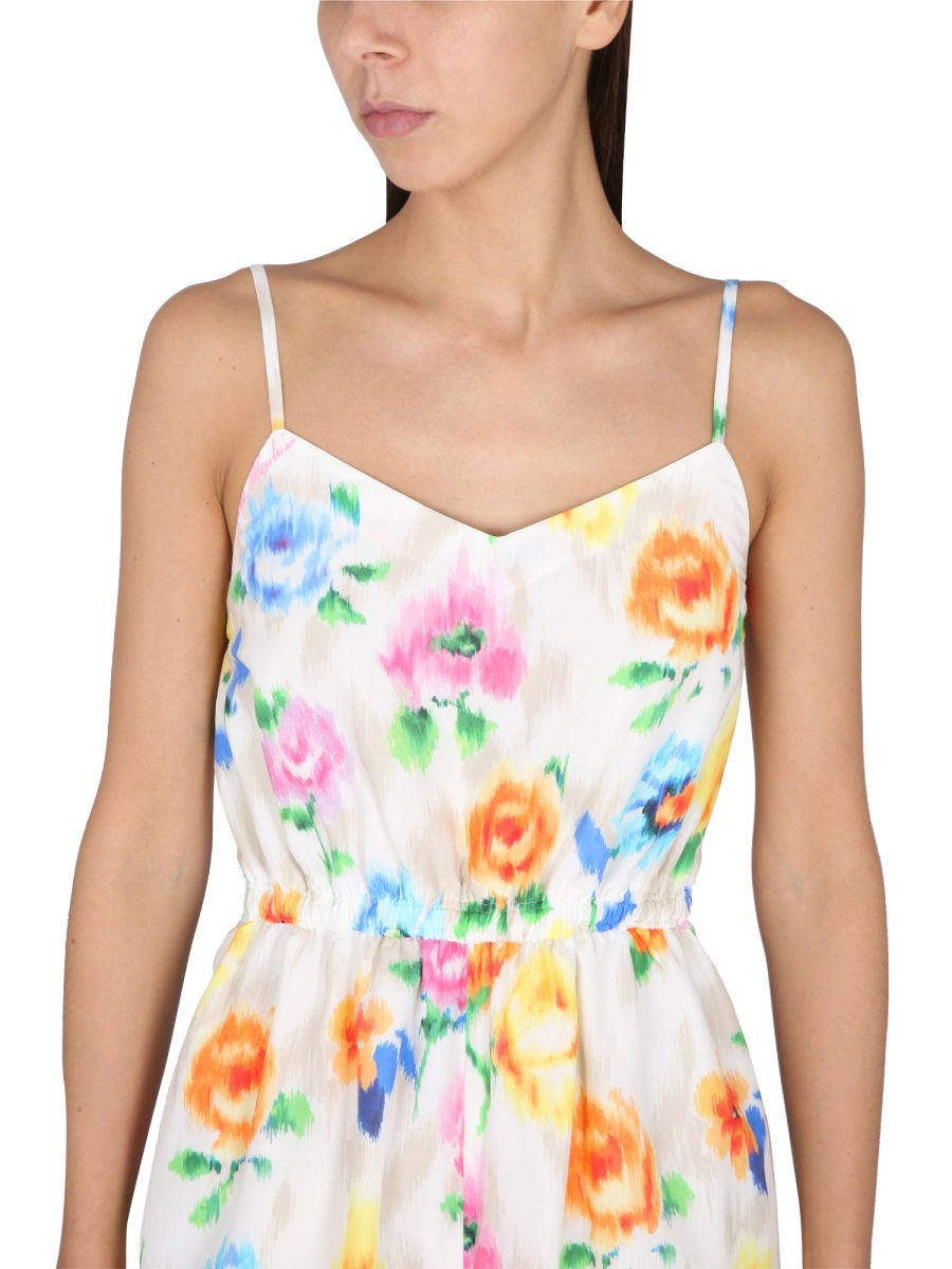 BOUTIQUE MOSCHINO Chic Flower Print Jumpsuit with Sweetheart Neckline