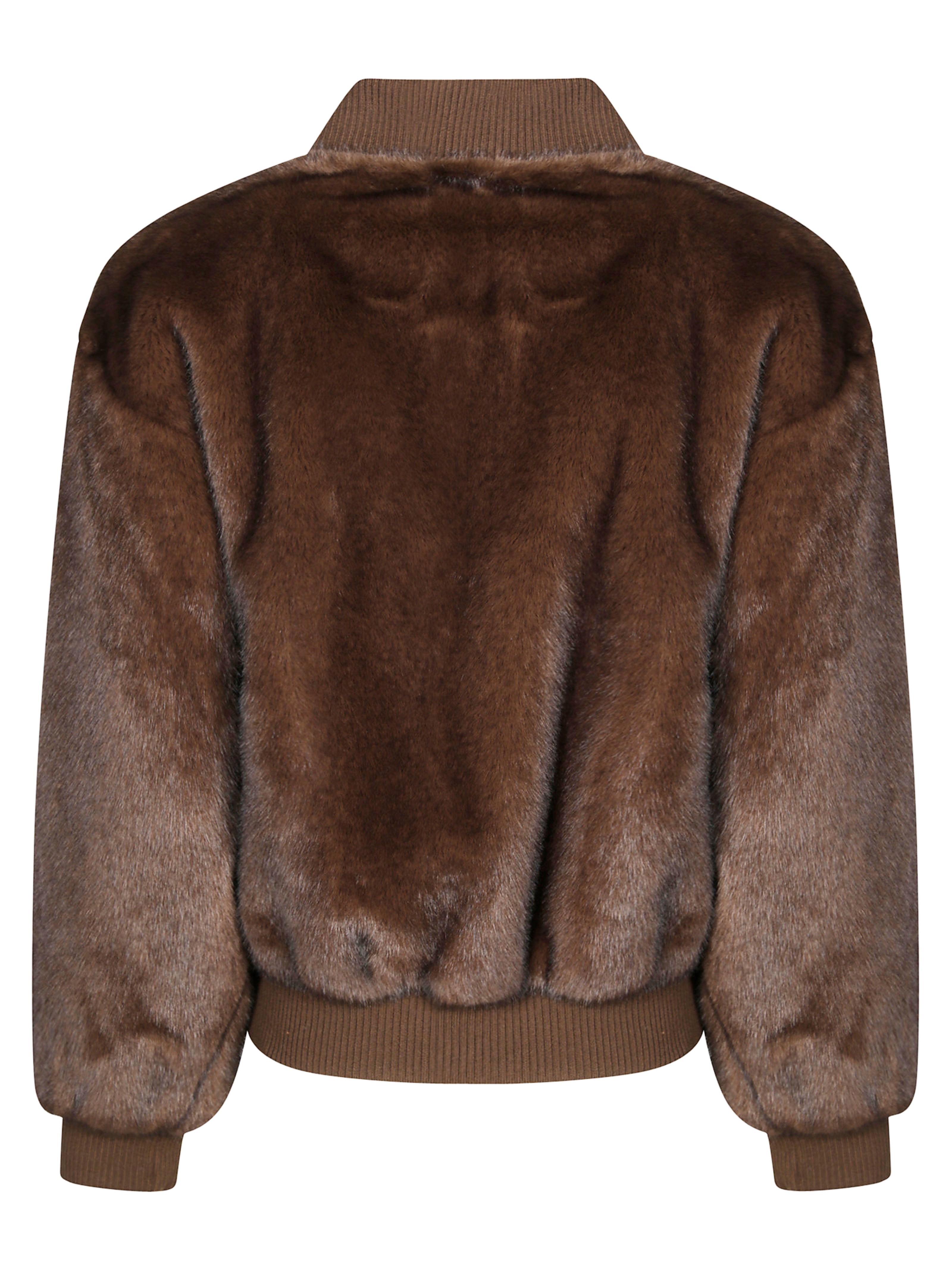 PAROSH Eco-Fur Zip Bomber Jacket for Men