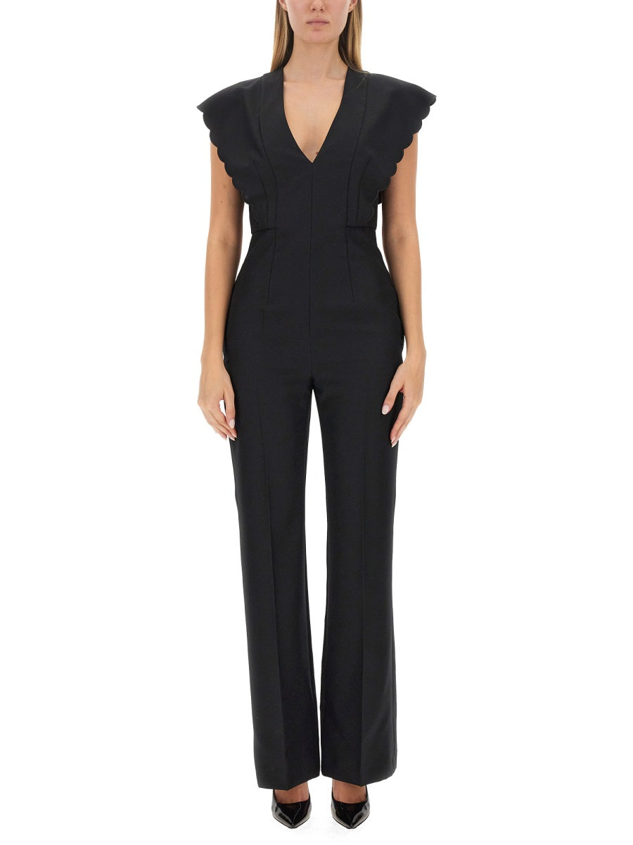 PHILOSOPHY DI LORENZO SERAFINI Grain of Poudre Flare Fit Jumpsuit (Size 40)