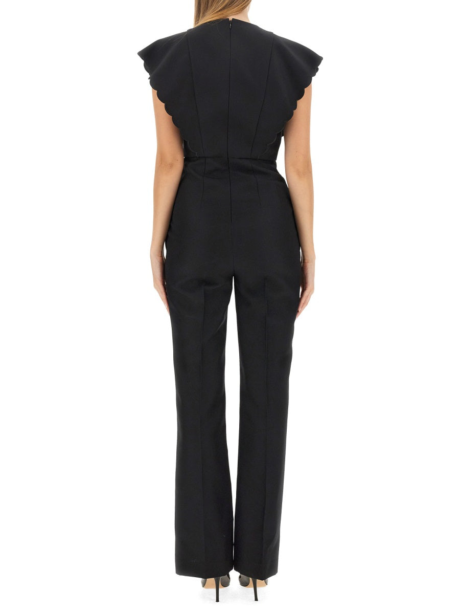 PHILOSOPHY DI LORENZO SERAFINI Grain of Poudre Flare Fit Jumpsuit (Size 40)