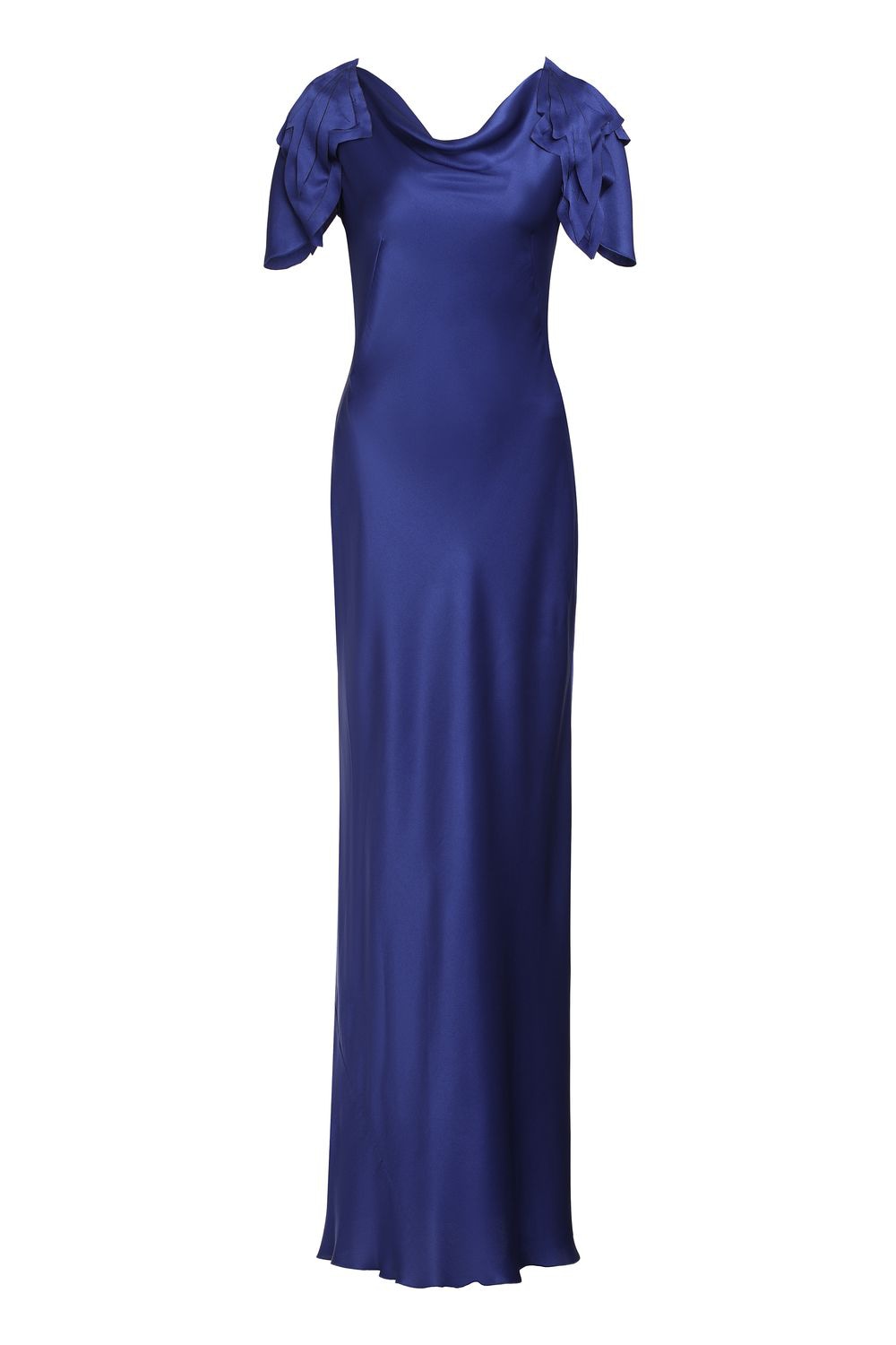 ALBERTA FERRETI Satin Dress with Draped Neckline